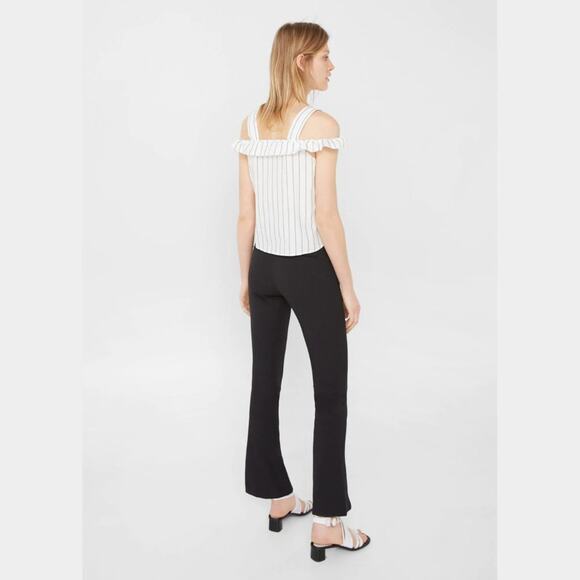 Mango White Black Striped Ruffled Cami Top Tank Blouse - Picture 10 of 11